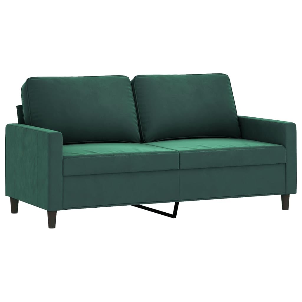 vidaXL Stylish 2-Seater Sofa in Dark Green - Velvet Upholstery - Modern Design for Living Room, Office or Lounge Area - Comfortable Foam-Filled Seats